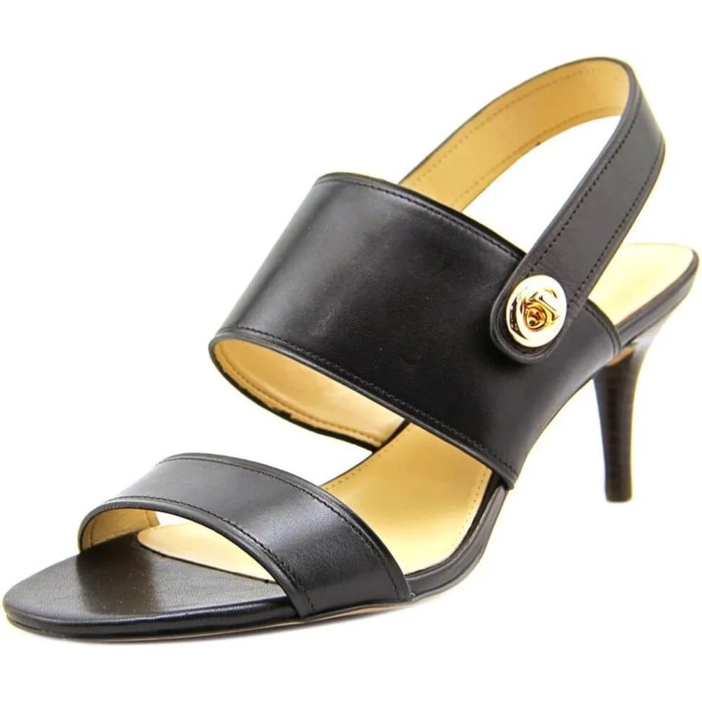 Coach Women's Marla Leather Turnlock Dress Sandal Black, Size: 8.5 B